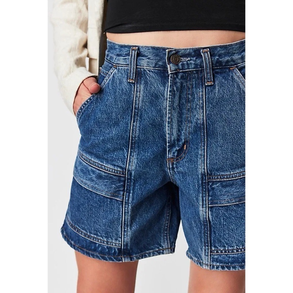 NWT AGOLDE Cooper Long Jean Shorts Blue Ambition 26